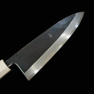 Miura Itadaki Deba , Shirogami No. 2, Kurouchi, Stabilized Wood Silver Handle (180mm)