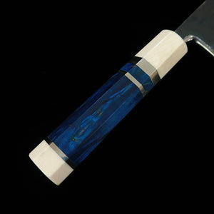 Miura Itadaki Deba , Shirogami No. 2, Kurouchi, Stabilized Wood Silver Handle (180mm)