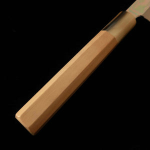 YOSHIHIRO Fugu-hiki, Shirogami no. 2, mirror-polished finish with raised wave pattern, Shirohachi design, with magnolia wood handle (240–300 mm)