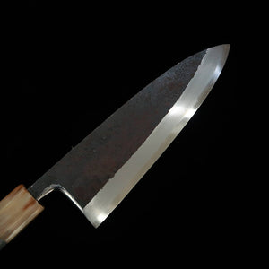 MIURA Itadaki Deba Acier Shirogami n°2 Finition noire Manche en ébène avec virole argentée (165 mm)