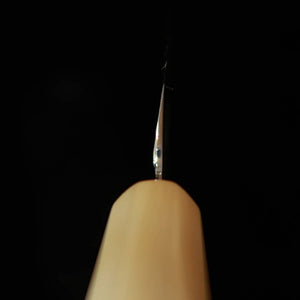 YOSHIHIRO Fugu-hiki, Shirogami no. 2, mirror-polished finish with raised wave pattern, Shirohachi design, with magnolia wood handle (240–300 mm)