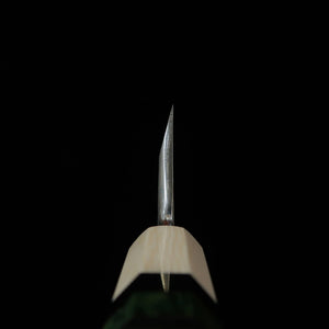 MIURA Itadaki Deba Tanaka Yoshikazu Acero Shirogami nº 2 acabado negro Mango de madera estabilizada con virola de plata (165 mm)