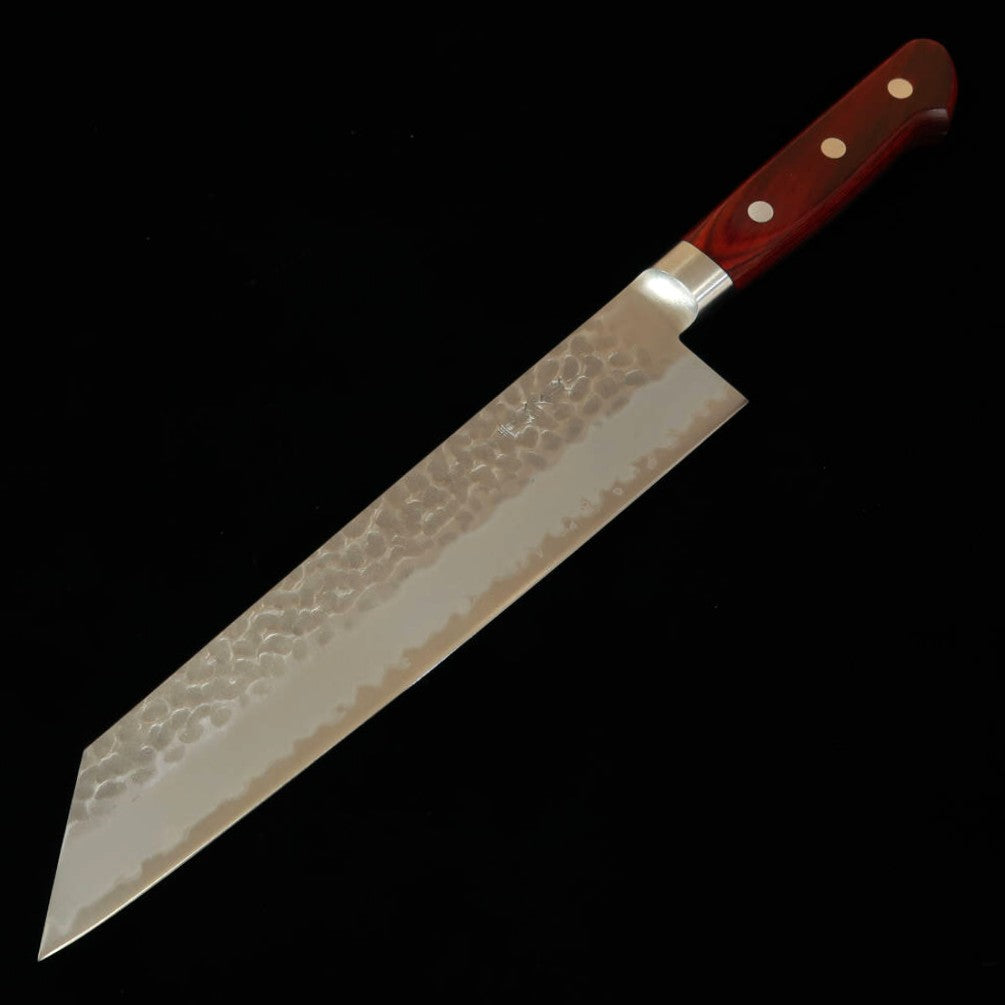 石鎚ISHIDUCHI 切付牛刀 青紙スーパー 鎚目 赤合板柄（210mm）