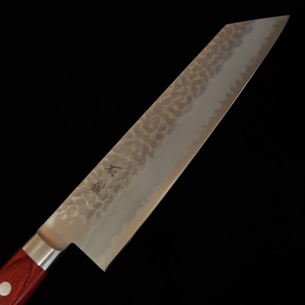 石鎚ISHIDUCHI 切付牛刀 青紙スーパー 鎚目 赤合板柄（210mm）