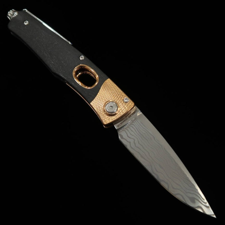 Arts & Fusion Folding Knives Ellipse Phosphorus Blue Steel Damascus (55mm)