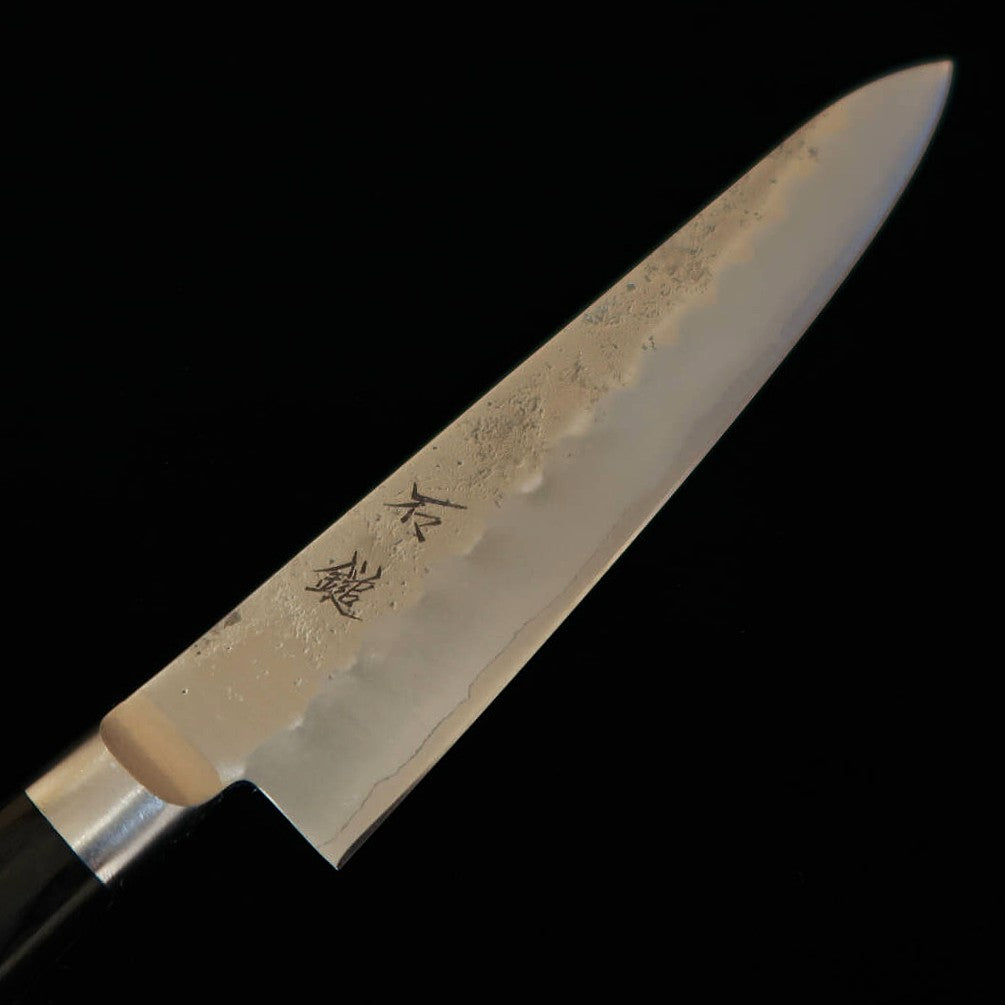 石鎚ISHIDUCHI ペティ 銀紙三号 梨地 黒合板柄（135mm）