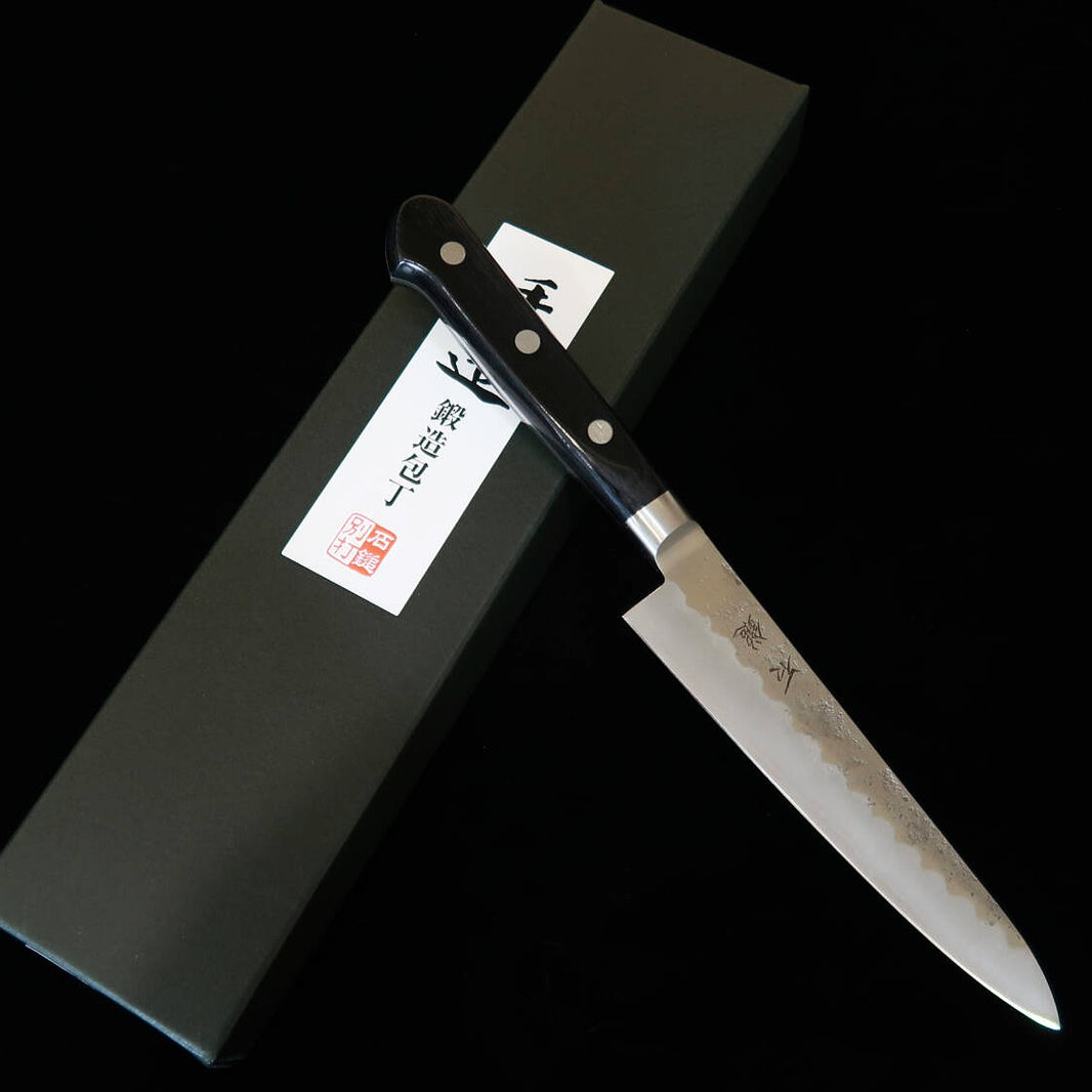 ISHIDUCHI petty Gingami #3 acabado nashiji, mango de laminado negro (135 mm)