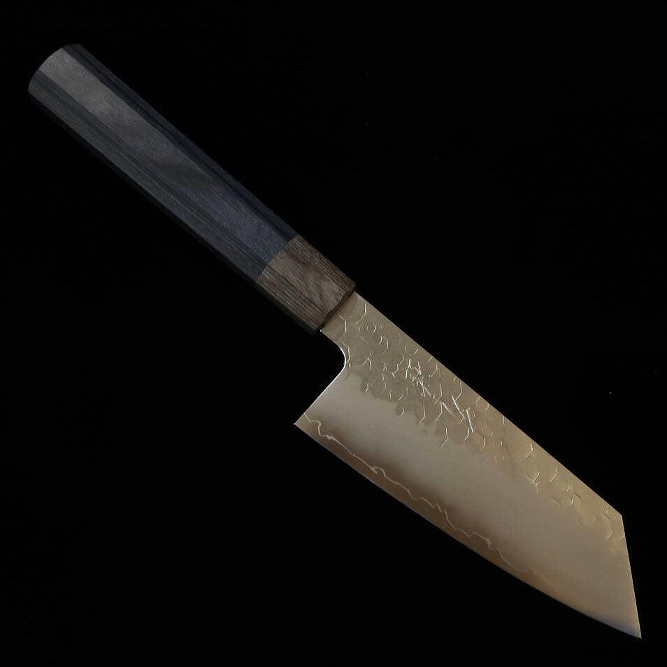 HADO Hadou Shiosai SG2 martilleado, mango de laminado negro con aro gris, pequeño bunka (135 mm)