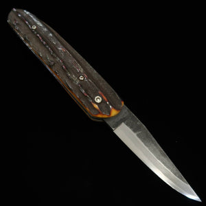 TAKEDA Takeda forja manual Bitchū obra de Moriya “Bitchū no Kami” asta de ciervo de la India teñida acero Hitachi Aogami Super (75 mm)