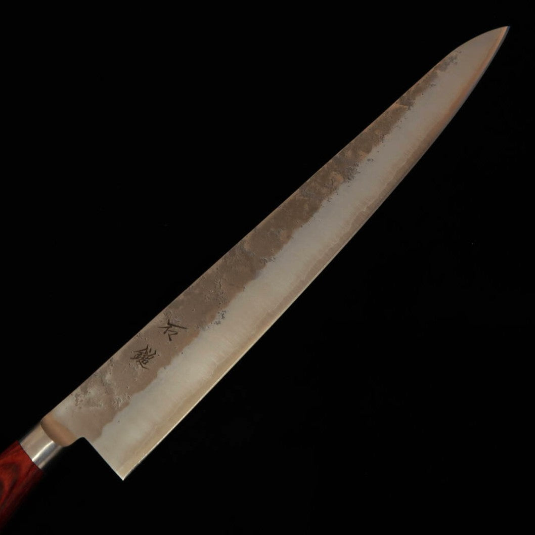 ISHIDUCHI – Sujihiki, acier Gin-3, finition nashiji, manche en contreplaqué rouge (240 / 270 mm)