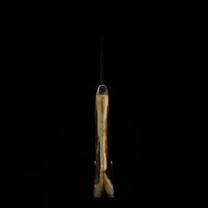 Cuchillo de funda tipo Bitchu TAKEDA fabricado a mano por Masashi Moriya, Aogami Super, mango de asta de ciervo