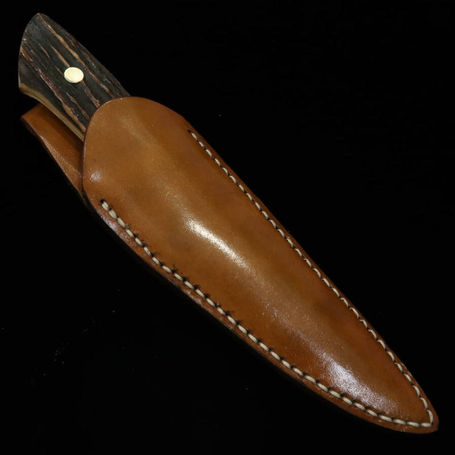Cuchillo de funda tipo Bitchu TAKEDA fabricado a mano por Masashi Moriya, Aogami Super, mango de asta de ciervo