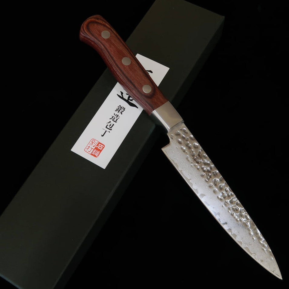 Ishiduchi ISHIDUCHI petty VG10 pulido, Damasco, mango de caoba (135 mm)
