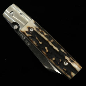 Takeda Hamono TAKEDA forja tradicional de Bitchū, obra de Inagaki, navaja de bloqueo liner lock A asta de ciervo de Ezo, acero Hitachi Aogami Super (85 mm)