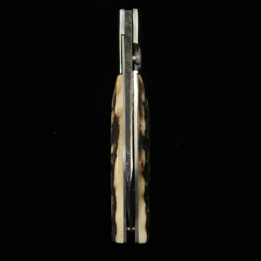 Takeda Hamono TAKEDA Bitchū forge à la main par Inagaki, couteau pliant liner lock A, bois de cerf Ezoshika, acier Hitachi Aogami Super (85 mm)