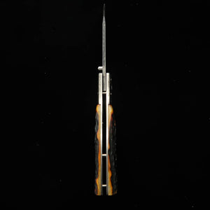 TAKEDA Hamono forja manual Bitchū obra de Inagaki navaja plegable liner lock B asta de ciervo india teñida bolster especial acero Hitachi Aogami Super