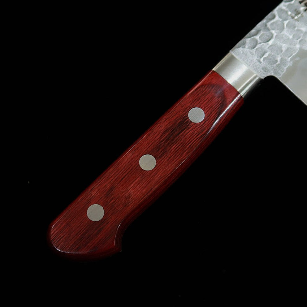 三浦 MIURA 三徳 AUS8 槌目 赤合板柄 (180mm)