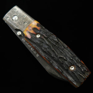 TAKEDA Hamono forja manual Bitchū obra de Inagaki navaja plegable liner lock B asta de ciervo india teñida bolster especial acero Hitachi Aogami Super