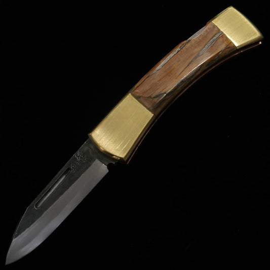 Cuchillo plegable Back Lock Takeda (TAKEDA), forjado a mano en Bitchū por Inagaki, mango de mamut, acero Hitachi Aogami Super (68 mm)