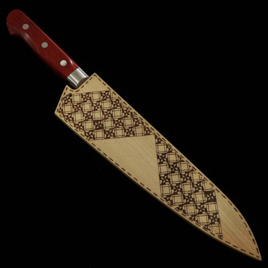 SUISIN, couteau de chef, manche vin, fourreau en magnolia - série Reiran - (210 mm)