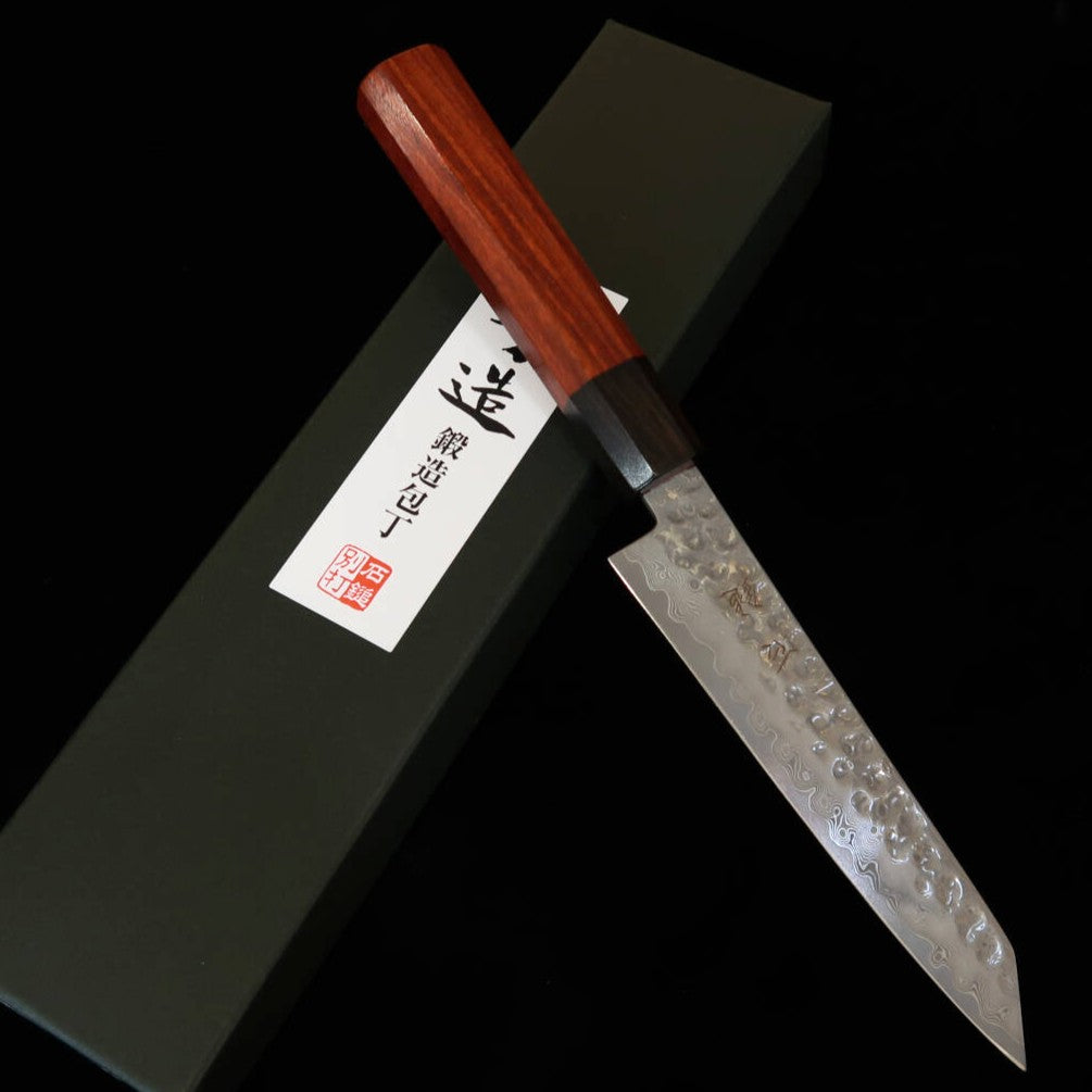 ISHIDUCHI Ishiduchi petty kiritsuke VG10 damasco de 67 capas, mango octogonal de palisandro con virola de ébano negro (145 mm)