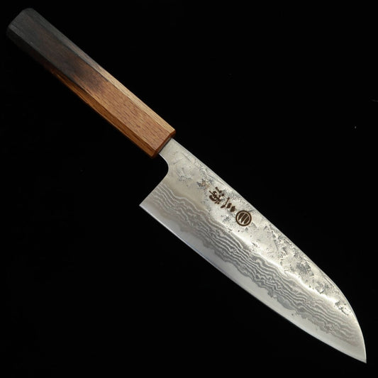 三浦MIURA 三徳 スウェーデン鋼　梨地　ダマスカス　焼漆八角柄（165mm）