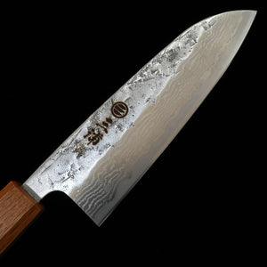 MIURA Santoku Aço Sueco Nashiji Damasco Cabo Octogonal com Laca Queimada (165mm)