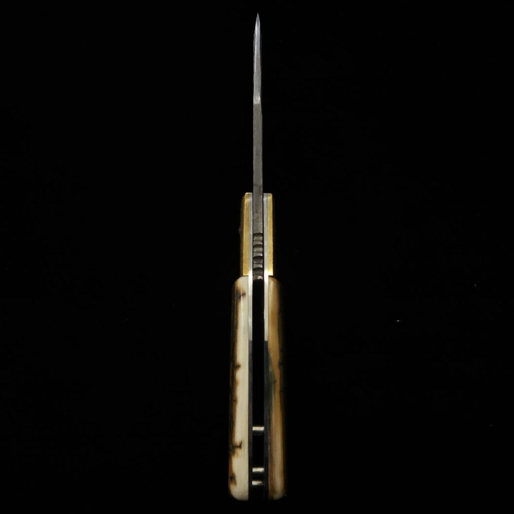 Navaja plegable tipo Bitchū TAKEDA forjado a mano por Inagaki, Aogami Super, mango de marfil de mamut (75mm)