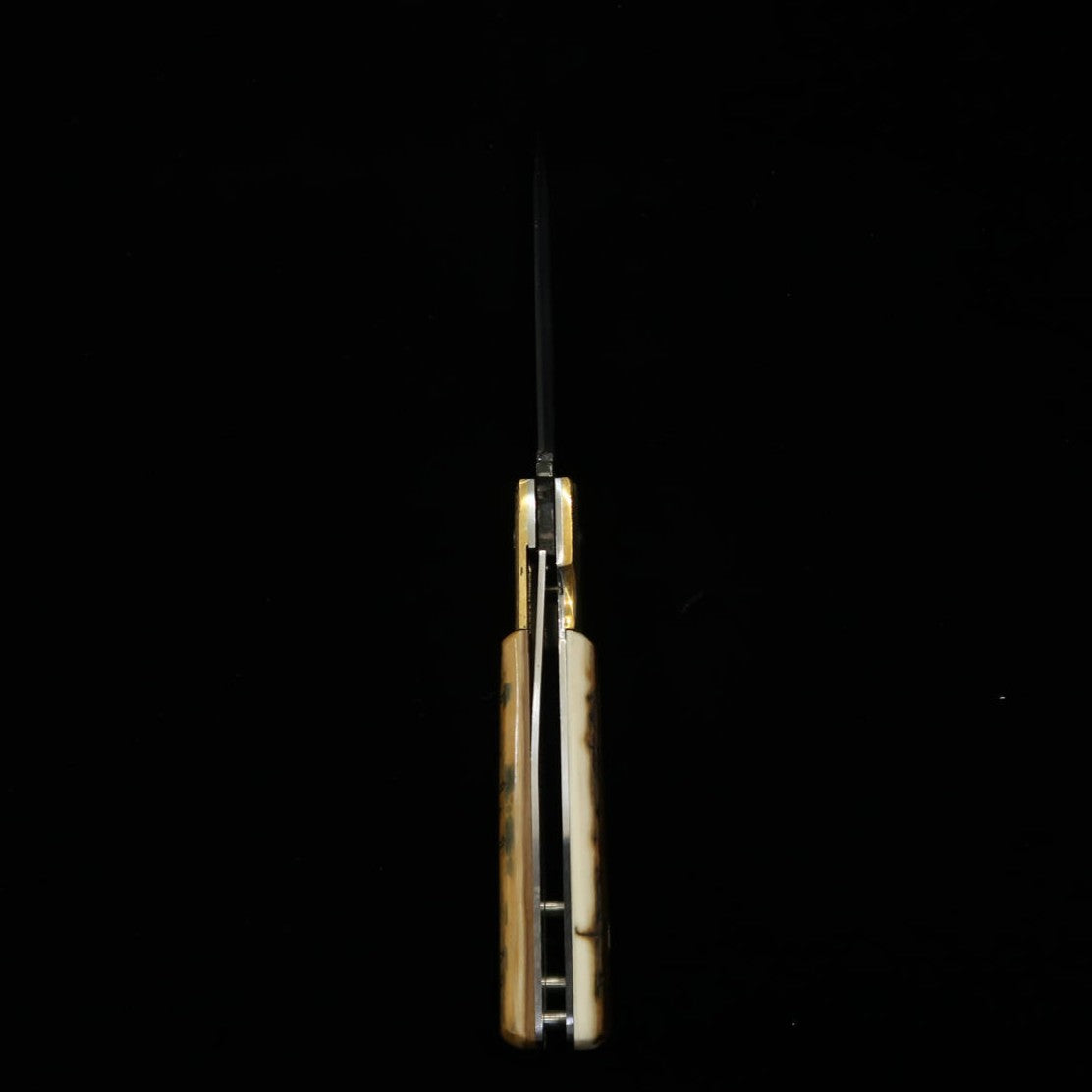 TAKEDA Facas - Forja manual Bitchu, obra de Inagaki, tipo Bitchu, liner lock folder B, mamute, aço Hitachi Blue Super (75mm)