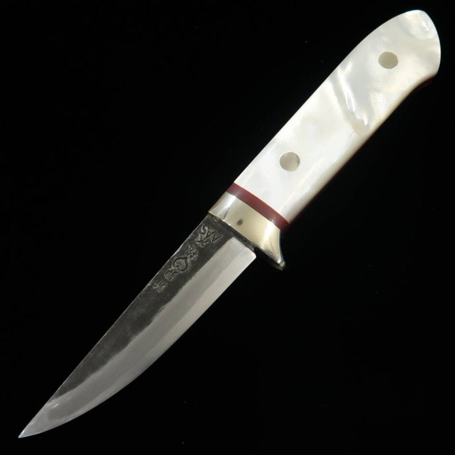 Takeda Hamono TAKEDA Bitchū forge à la main par Moriya, couteau fixe, manche nacré (80 mm)
