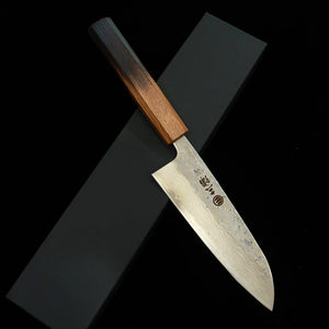 MIURA Santoku Aço Sueco Nashiji Damasco Cabo Octogonal com Laca Queimada (165mm)