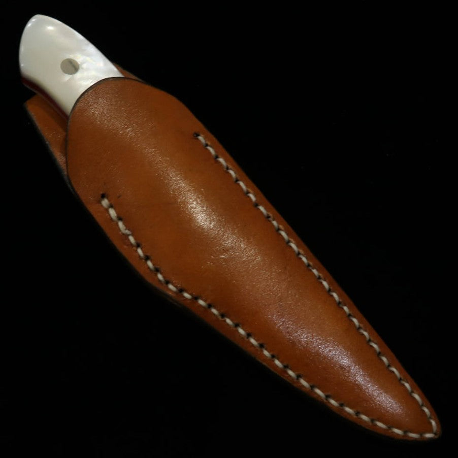 Cuchillo de hoja fija TAKEDA Takeda Hamono, forja manual Bitchū, obra de Moriya, mango de nácar (80 mm)