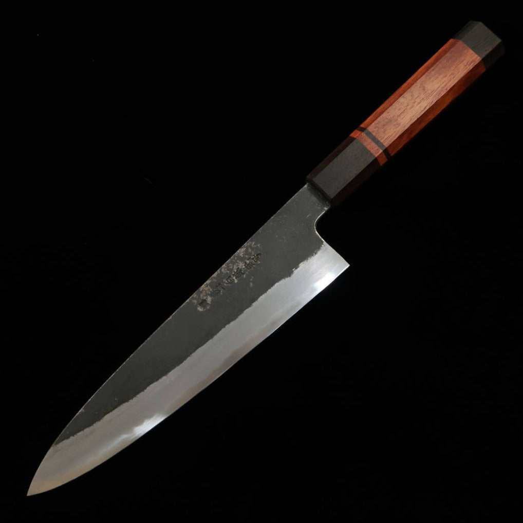 MIURA Itadaki, couteau de chef, acier Shirogami n°2, finition noire, manche en bubinga (210 mm)