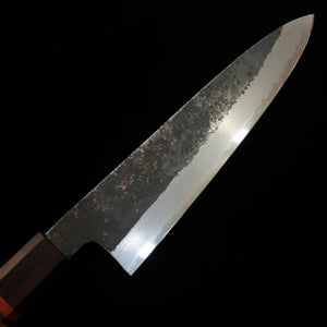 MIURA Itadaki, couteau de chef, acier Shirogami n°2, finition noire, manche en bubinga (210 mm)