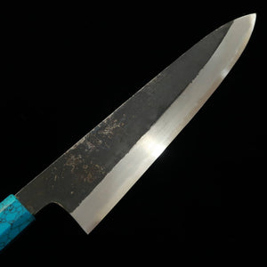 MIURA Itadaki, couteau de chef, acier Shirogami n°2, finition noire, manche turquoise (240 mm)