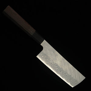 NIGARA Faca Nakiri de Ponta Redonda VG10 Damasco Martelado Cabo de Wenge (165mm)