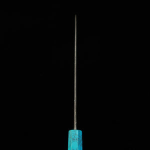MIURA Itadaki, couteau de chef, acier Shirogami n°2, finition noire, manche turquoise (240 mm)