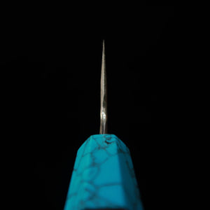 MIURA Itadaki, couteau de chef, acier Shirogami n°2, finition noire, manche turquoise (240 mm)