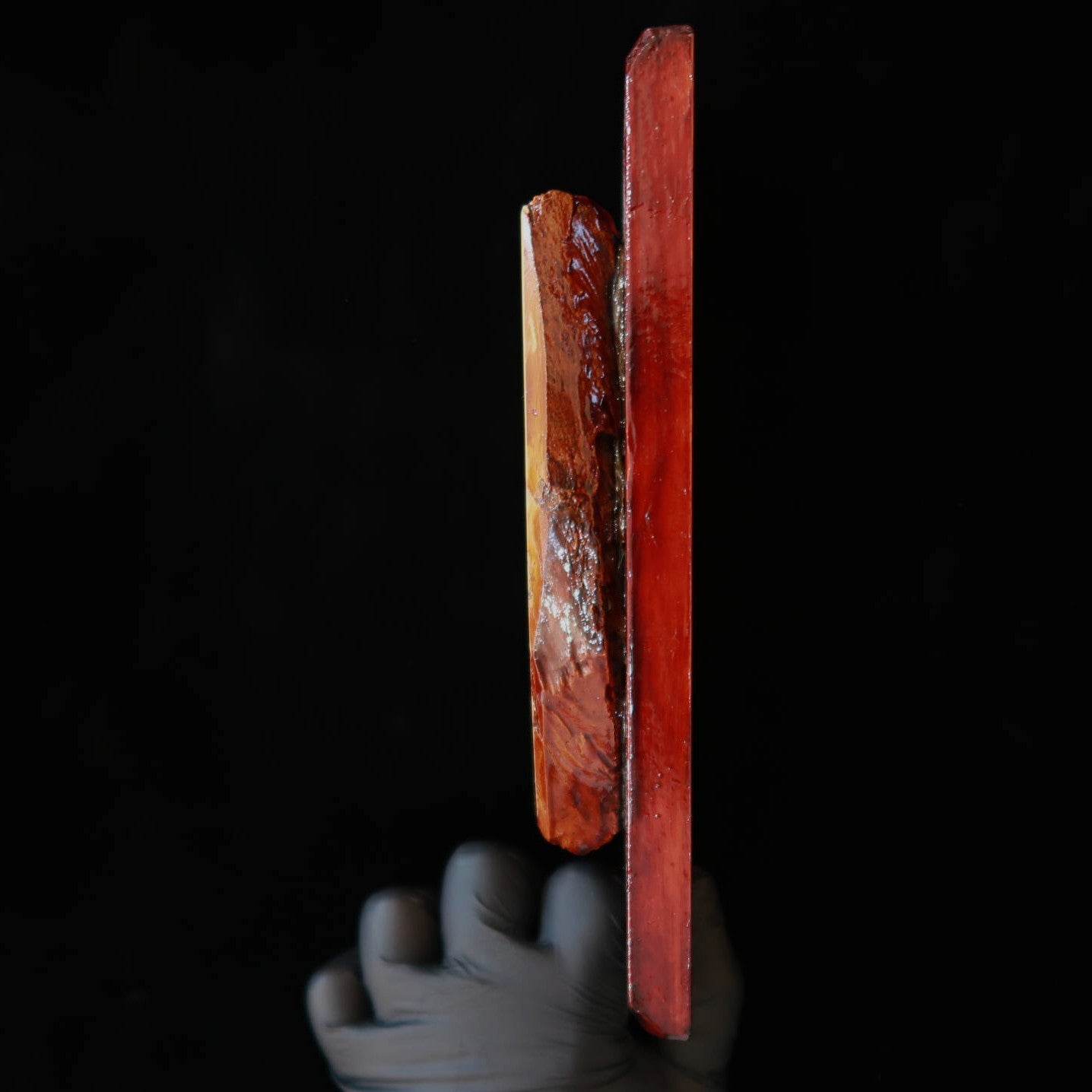 天然砥石　奥殿 合砥 コッパ 台付き 　60×151×22mm
