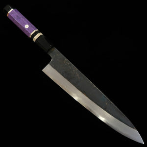MIURA Itadaki, couteau de chef, acier Shirogami n°2, finition noire, manche custom (240 mm)