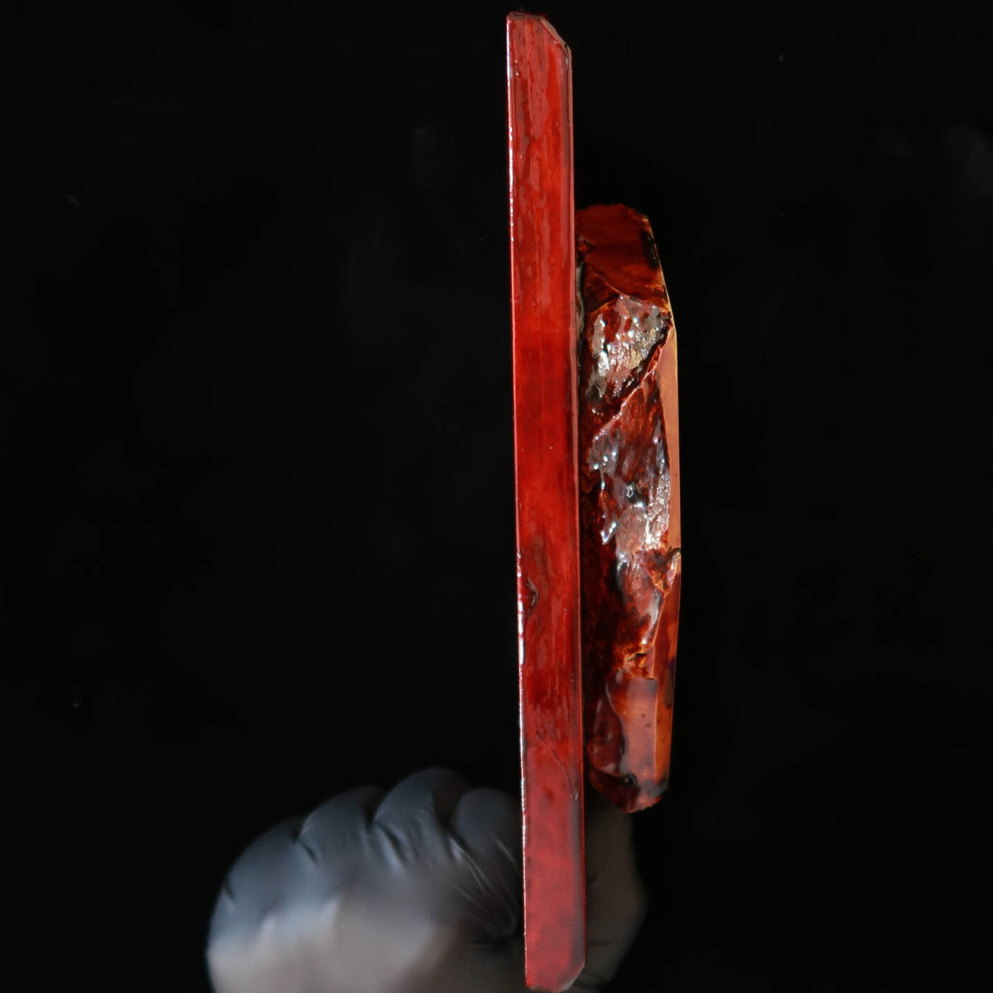 天然砥石　奥殿 合砥 コッパ 台付き 　60×151×22mm