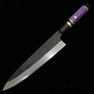 MIURA Itadaki, couteau de chef, acier Shirogami n°2, finition noire, manche custom (240 mm)