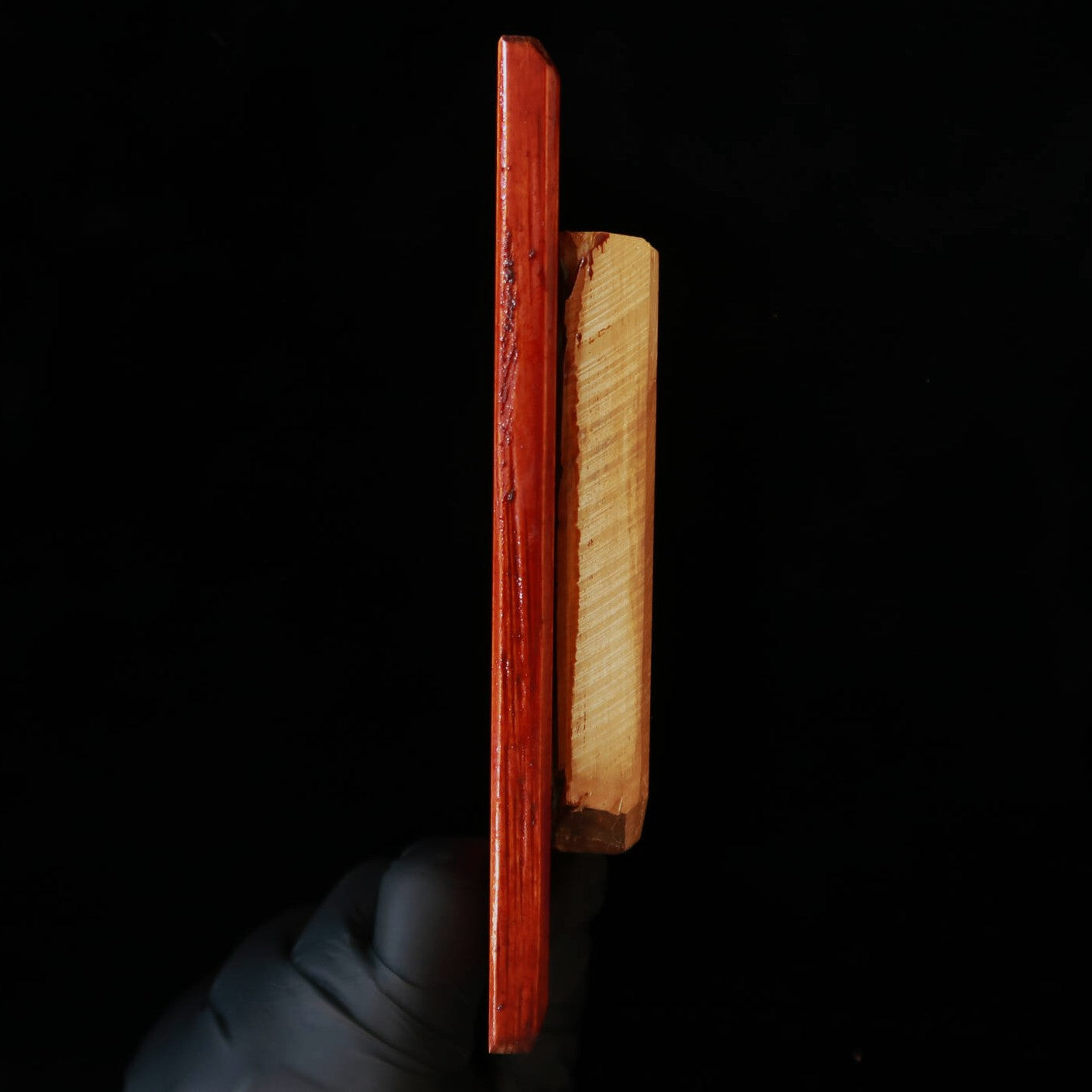 天然砥石　奥殿 合砥 コッパ 台付き 53×112×17mm