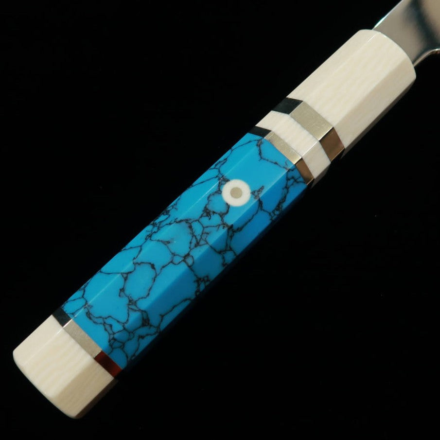 MIURA Obidama Gyuto de Borda Única Gin No.3 Acabamento Espelhado Cabo Customizado Turquesa (240mm)