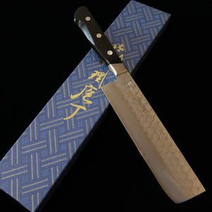 HADO Okina-ryu Nakiri Nashiji Aogami Black Handle with Ferrule (165mm)
