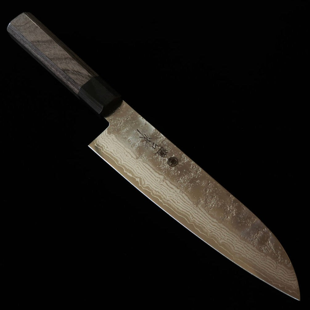HIGUCHI Higuchi Santoku VG10 Damasco de 8 capas acabado Nashiji mango laminado gris (180 mm)