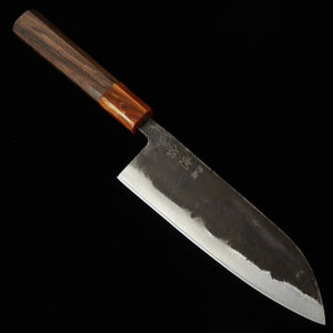 Hatsukokoro Kurotetsu Santoku Blue Paper No. 2 Black-Forged Ebony Octagonal Handle with Resin Ferrule (165mm)