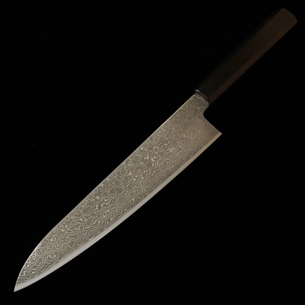 HATSUKOKORO Shoshin Gyuto VG10 Damasco com níquel Cabo octogonal em ébano (210 mm)