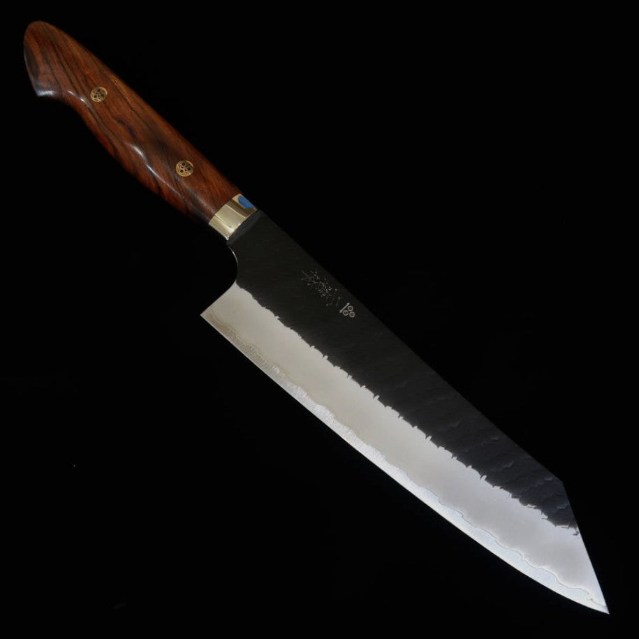 二唐刃物鍛錬所NIGARA  切付牛刀 SG2 黒打 鎚目 アイアンウッドハンドル（210mm）