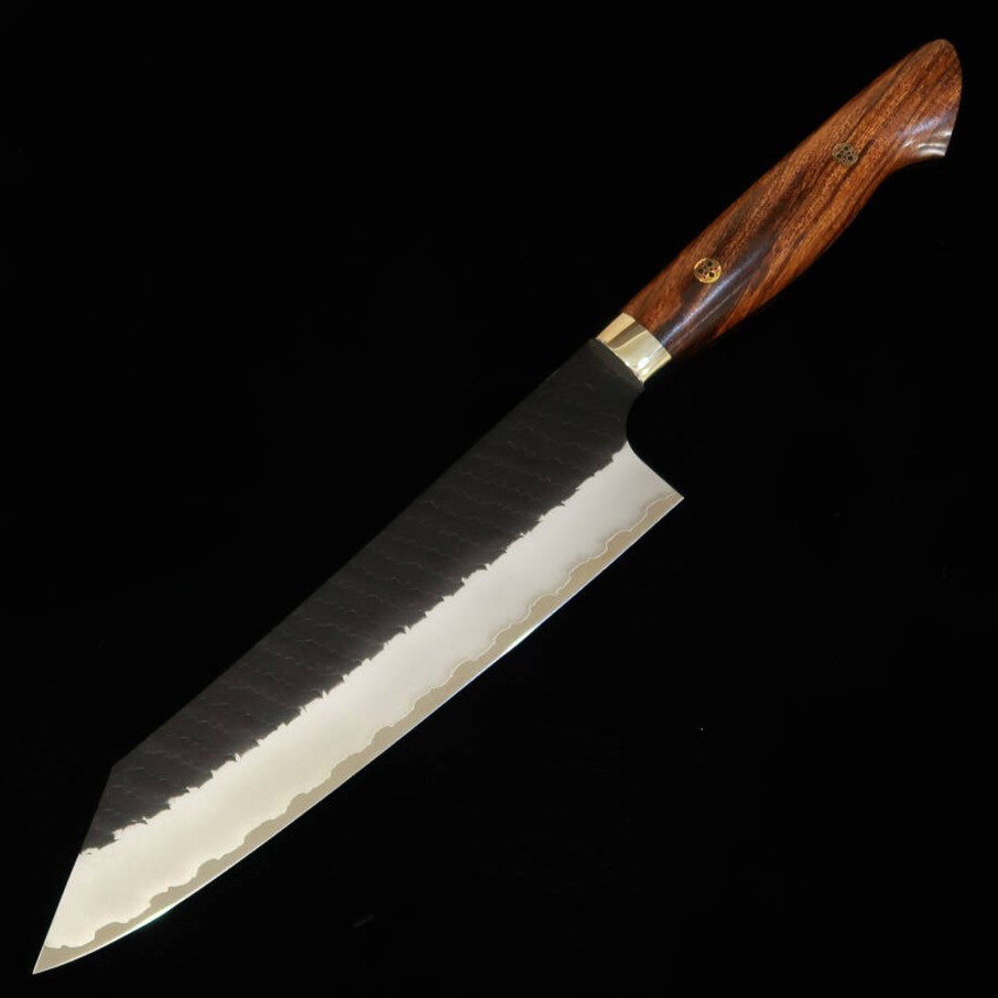 二唐刃物鍛錬所NIGARA  切付牛刀 SG2 黒打 鎚目 アイアンウッドハンドル（210mm）